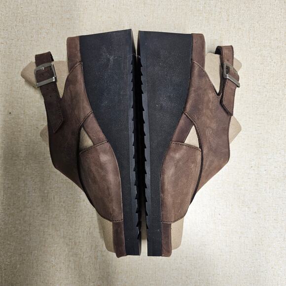 Bass Leather Wedge Sandal Adjustable Strap Brown Womens Size 9 M Neutral - Picture 6 of 9